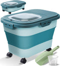 Collapsible Dog Food Storage Container with Lids - Airtight, Wheeled