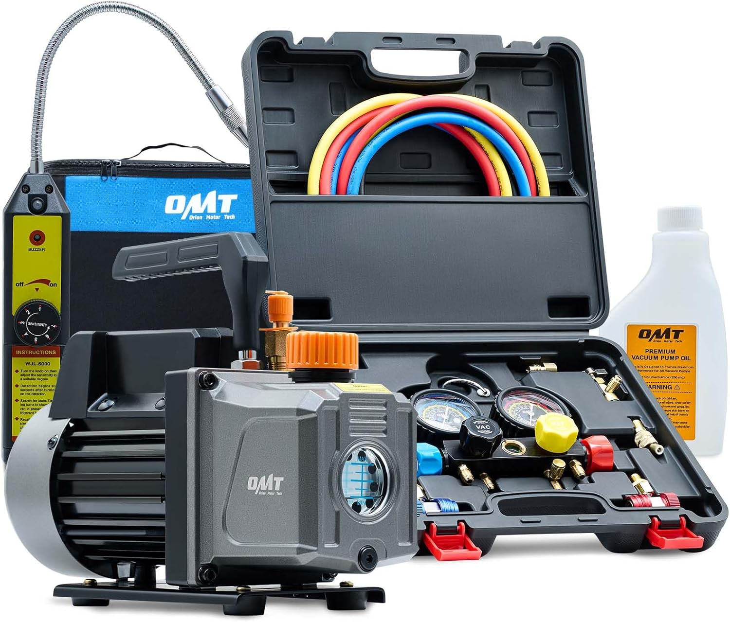 Orion Motor Tech AC Vacuum Pump and Gauge Set for HVAC Systems