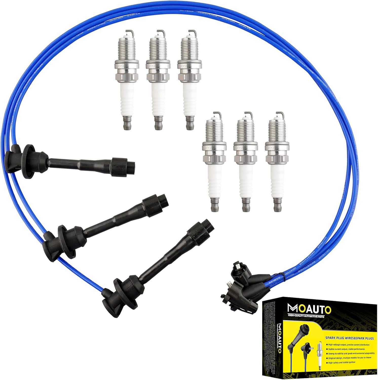 Set of 6 PCS Iridium Spark Plugs and Wire Set for Toyota