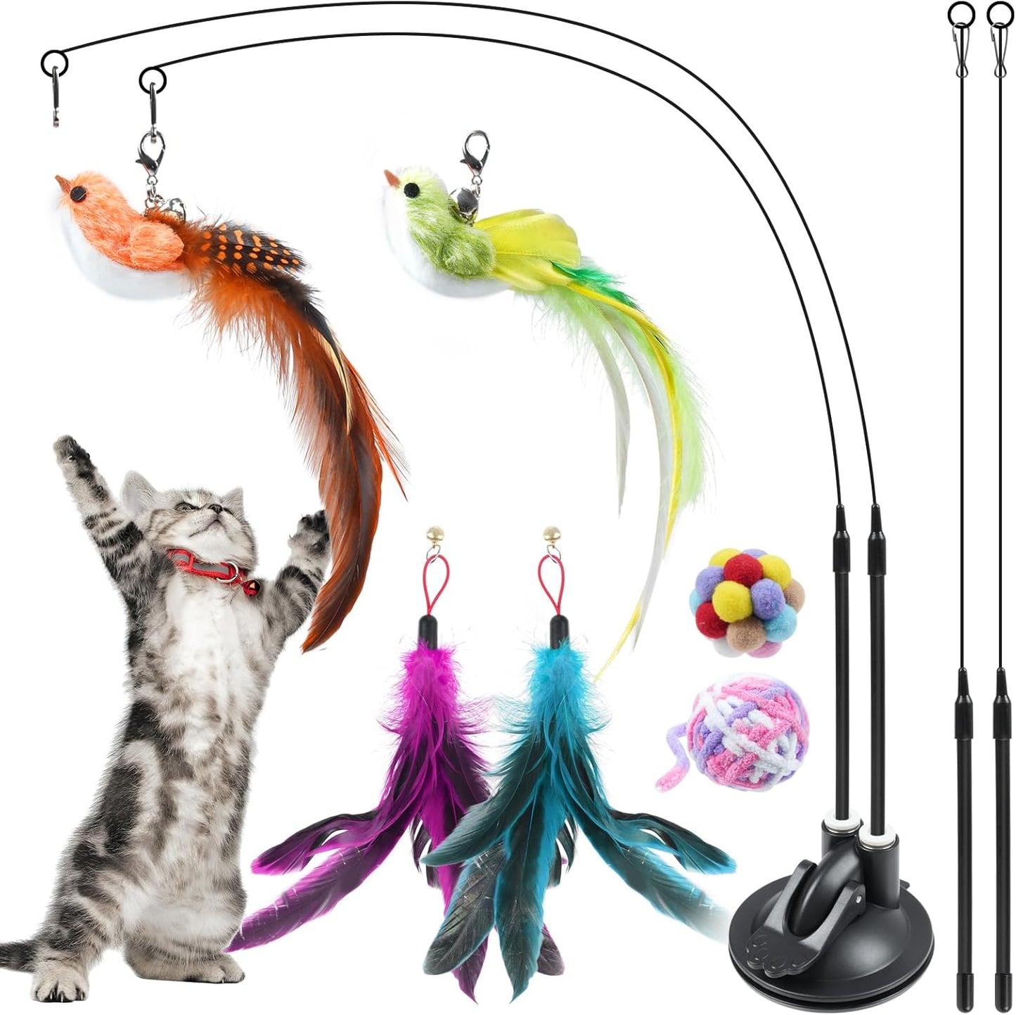 Interactive Cat Feather Toy Set - Keep Bored Cats Entertained!