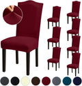 Stretch Dining Chair Covers Set of 8 - Removable Washable
