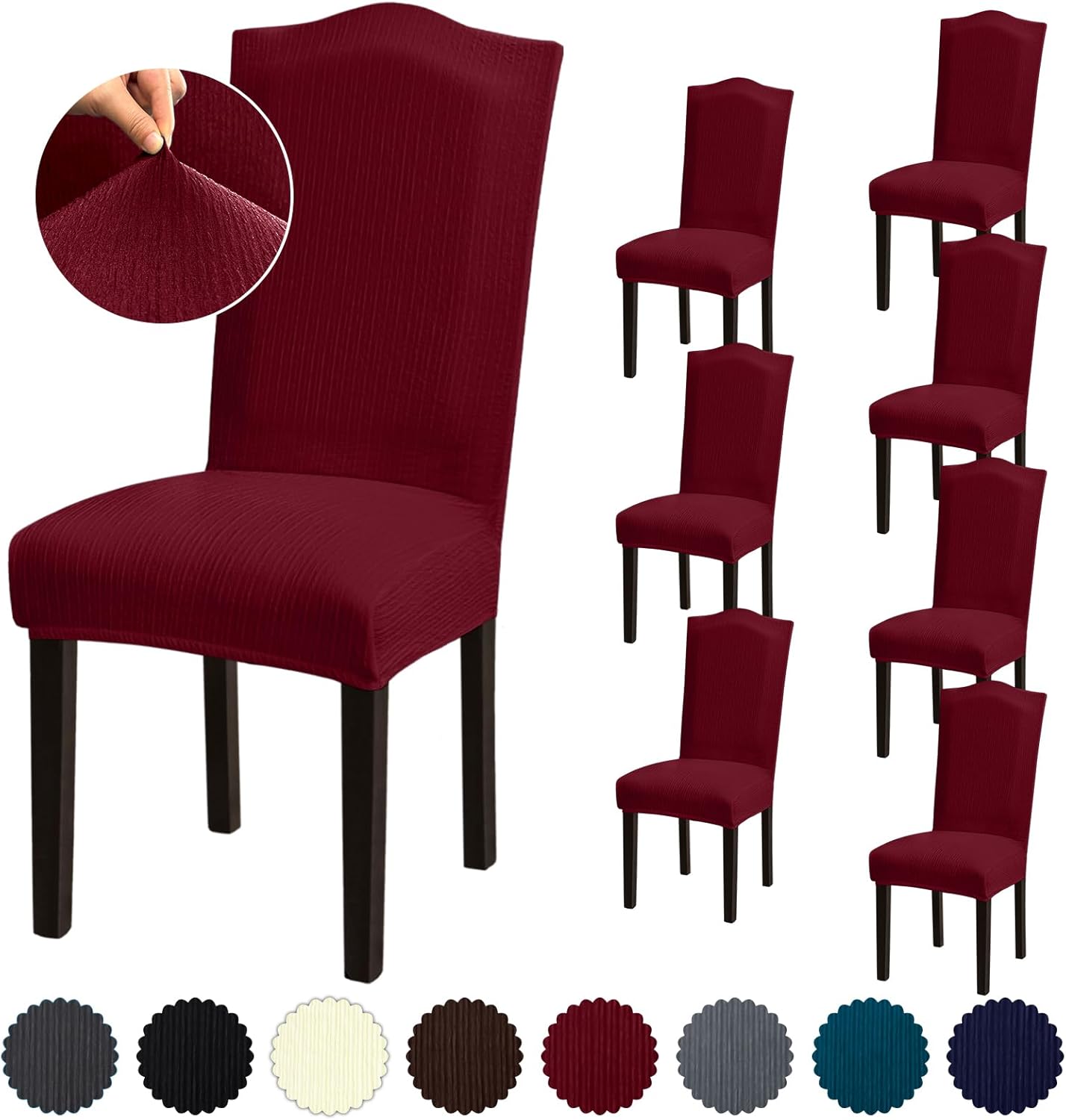 Stretch Dining Chair Covers Set of 8 for Home and Events