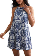 Summer Dress with Built in Bra Halter Mini Sundress - Flattering Fit