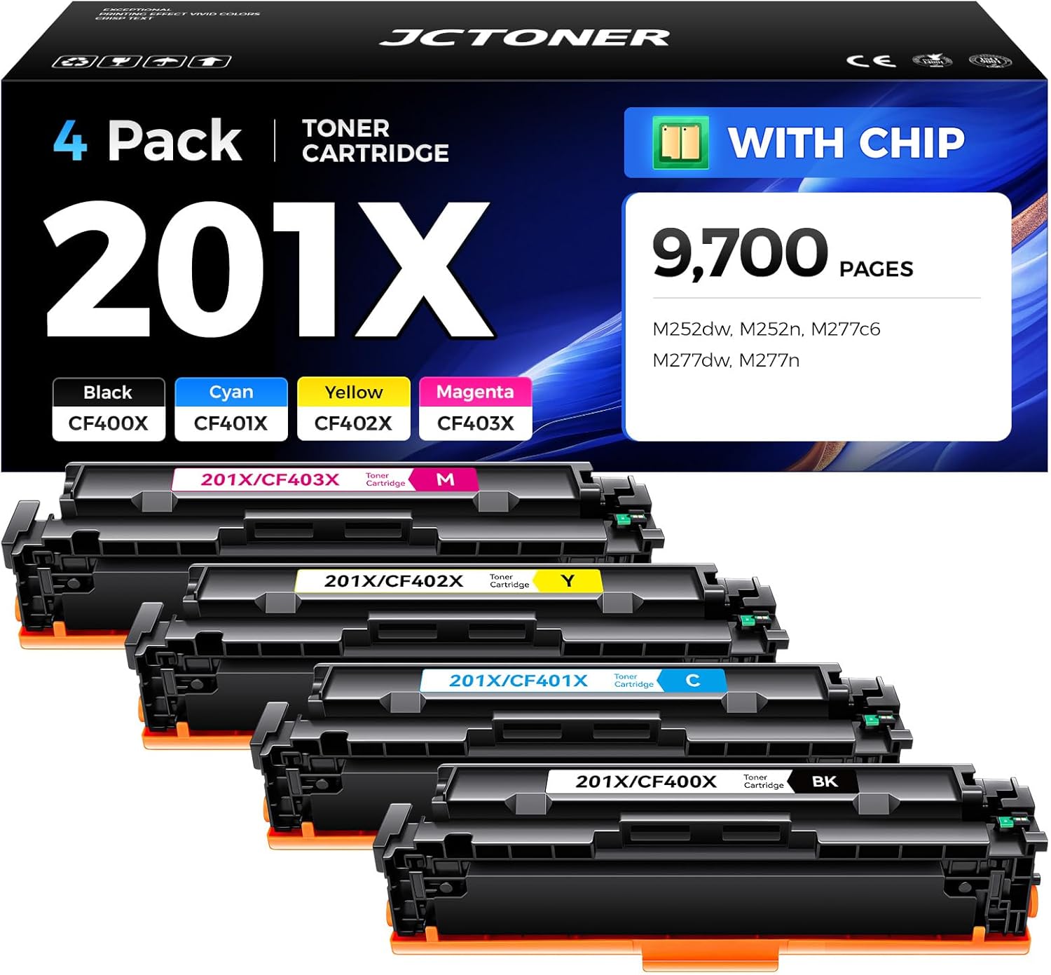 High Yield 201X Toner Cartridge Set for HP Color LaserJet Pro