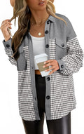 SHEWIN Shackets for Women Plaid Long Sleeve Button Down Jacket - Warm