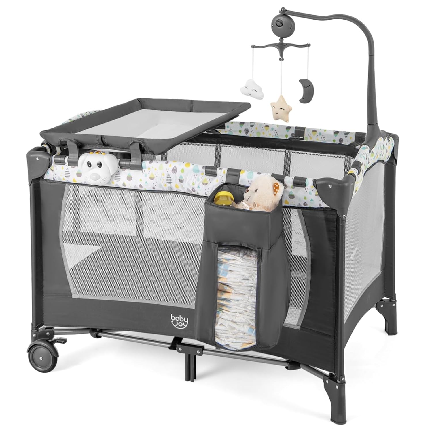3 in 1 Portable Baby Playard with Bassinet and Changing Table