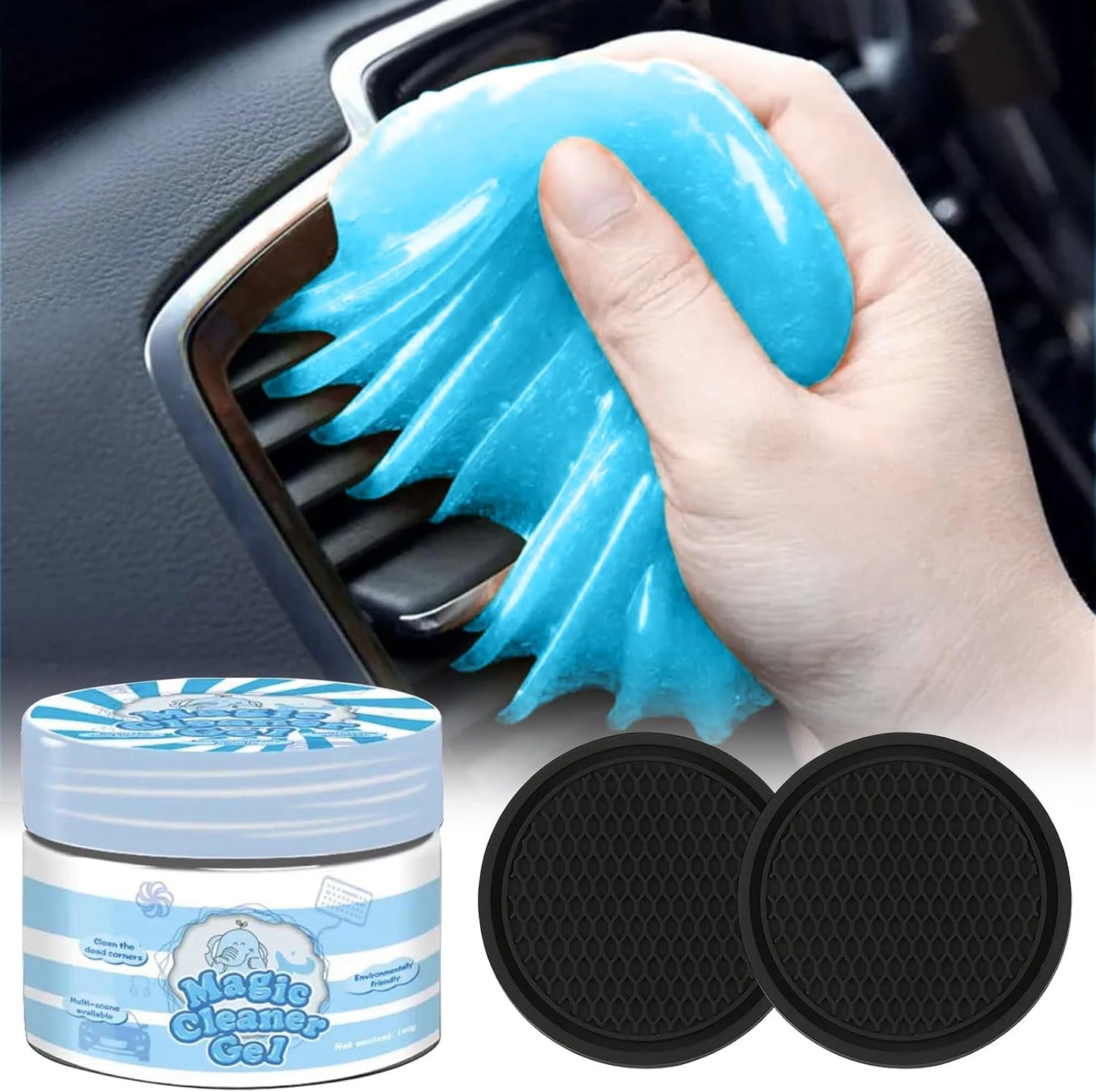 Car Fresh Kit - Gel & Coasters Set, Blue