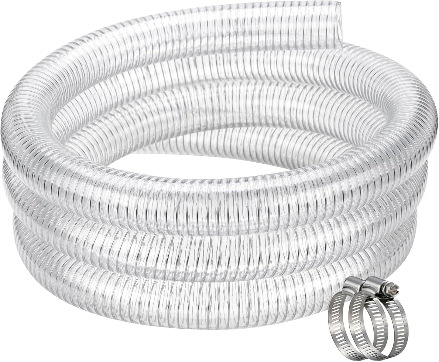 Flexible Hose 1 1/2 in ID - 25ft Clear PVC Spiral Steel Wire