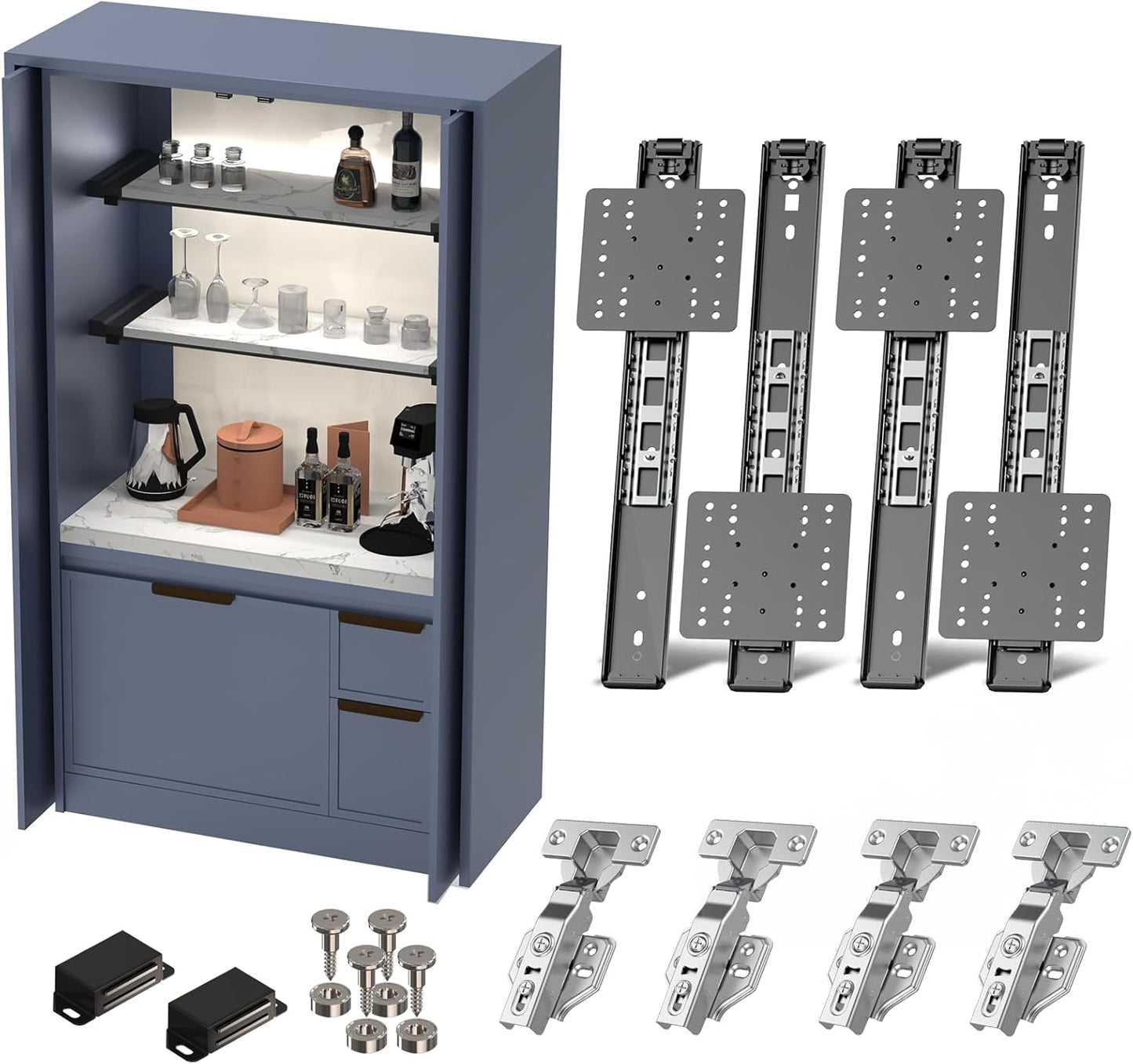 16 Inch Cabinet Pocket Door Slide Hinge Kit for Inset Applications