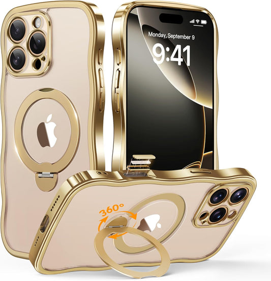 iPhone 16 Pro Max Case with 360 Spin Magnetic Stand Ring