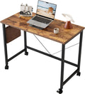 Rolling Computer Desk with Wheels 40 in - Compact Mobile Workstation