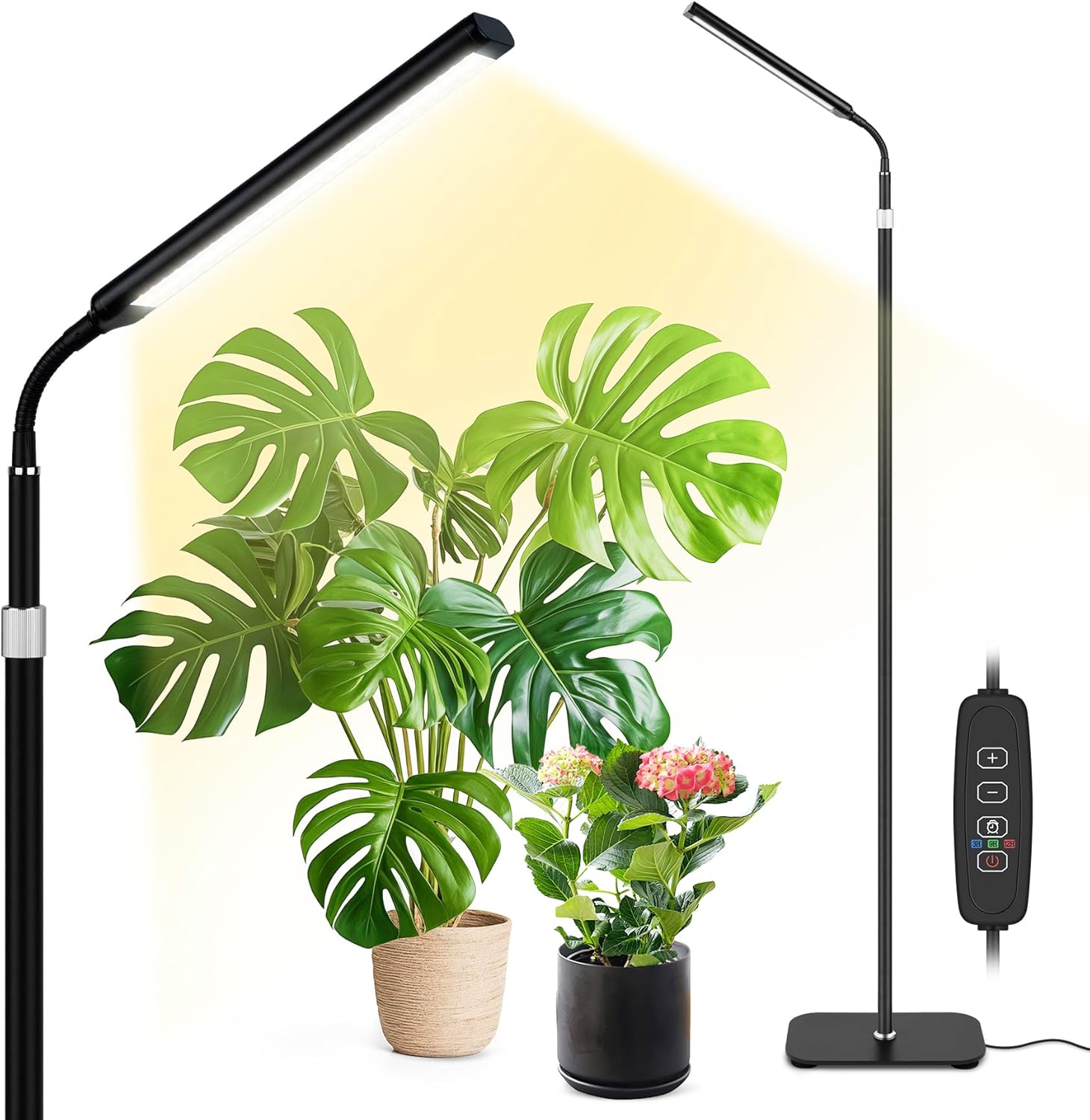 Grow Lights for Indoor Plants with Adjustable Height and Timer
