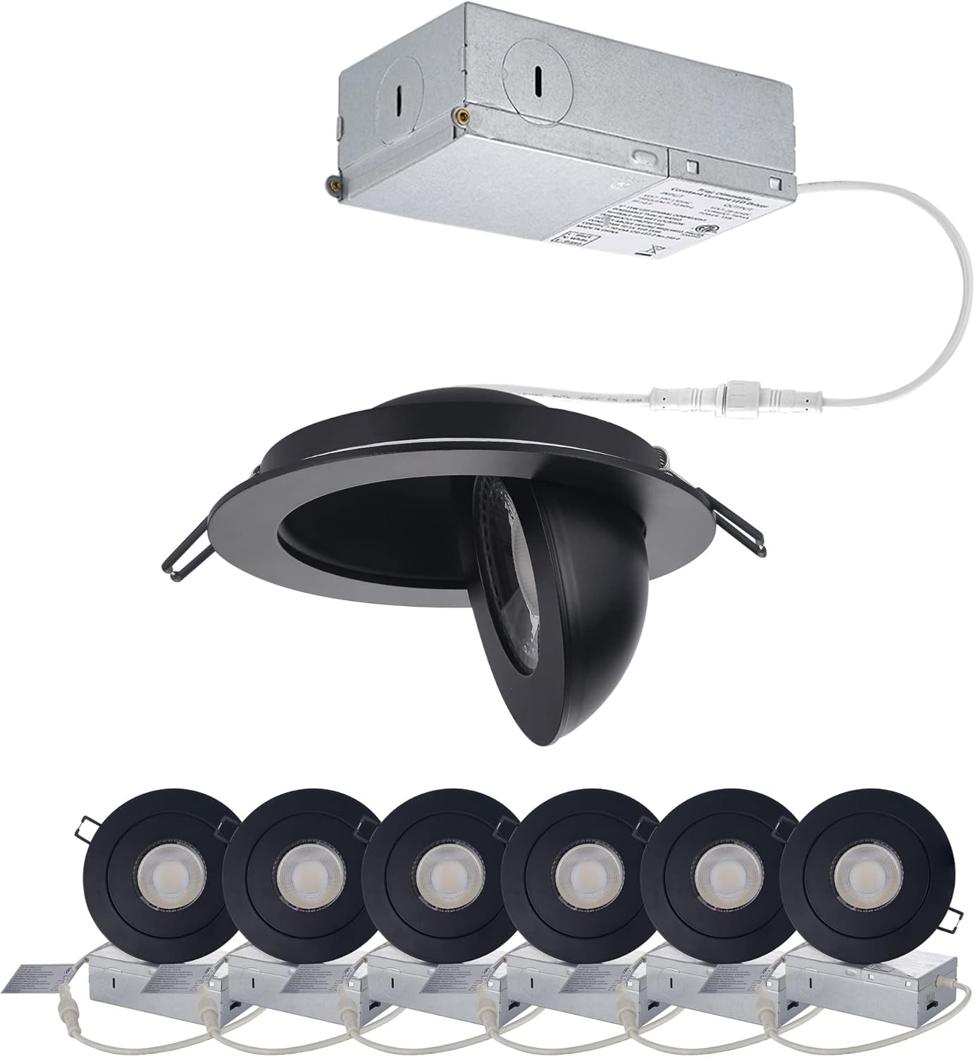 Gimbal LED Recessed Light - 4 Inch Black 9W Adjustable Eyeball
