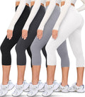 Creamlush Capri Leggings for Women - High Waisted 4 Pack