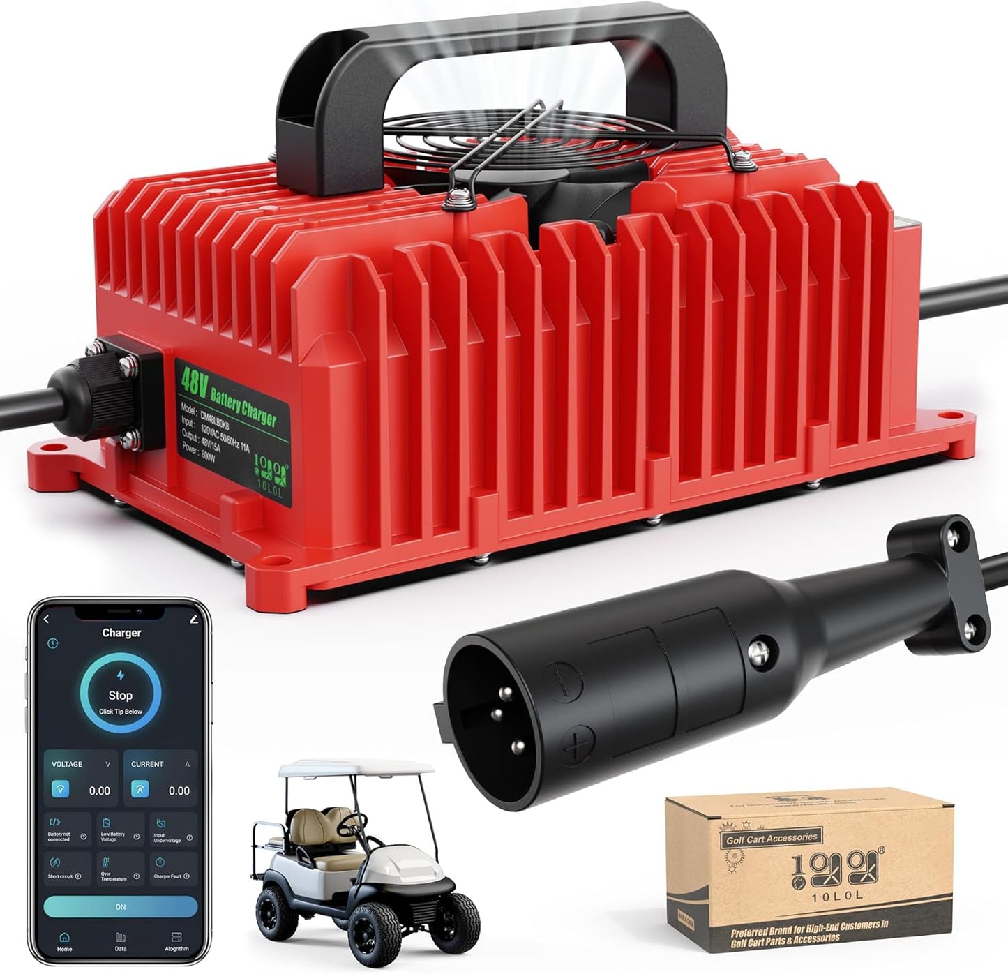 Smart 48V Golf Cart Charger - 3 Battery Types, Repair, Waterproof
