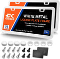 Premium Pure White License Plate Frames 2-Pack - Slim Rust-Free Design