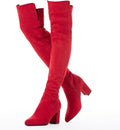 Over The Knee Boots Suede Thigh High Low Block Heel - Comfortable