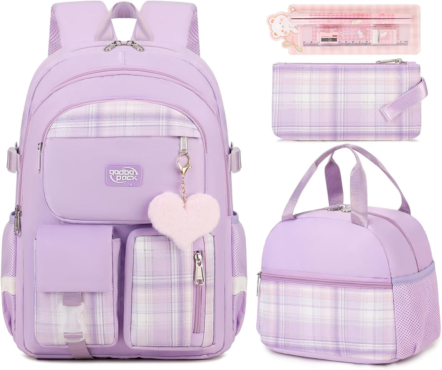 3PCS Waterproof Laptop Bag for School Girls and Women
