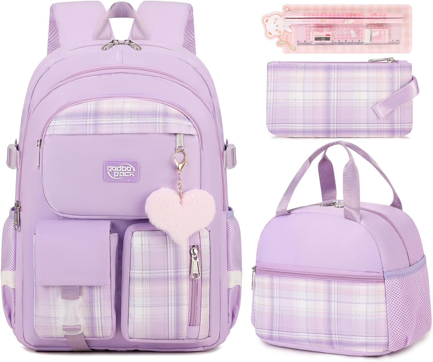 3PCS Waterproof Laptop Bag for School Girls and Women