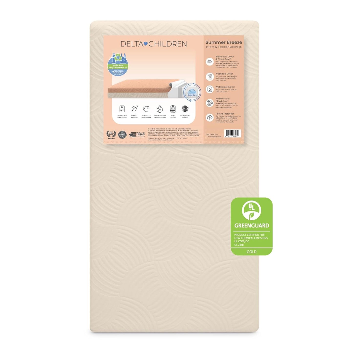 Delta Children Summer Breeze Mattress - Breathable Baby Crib
