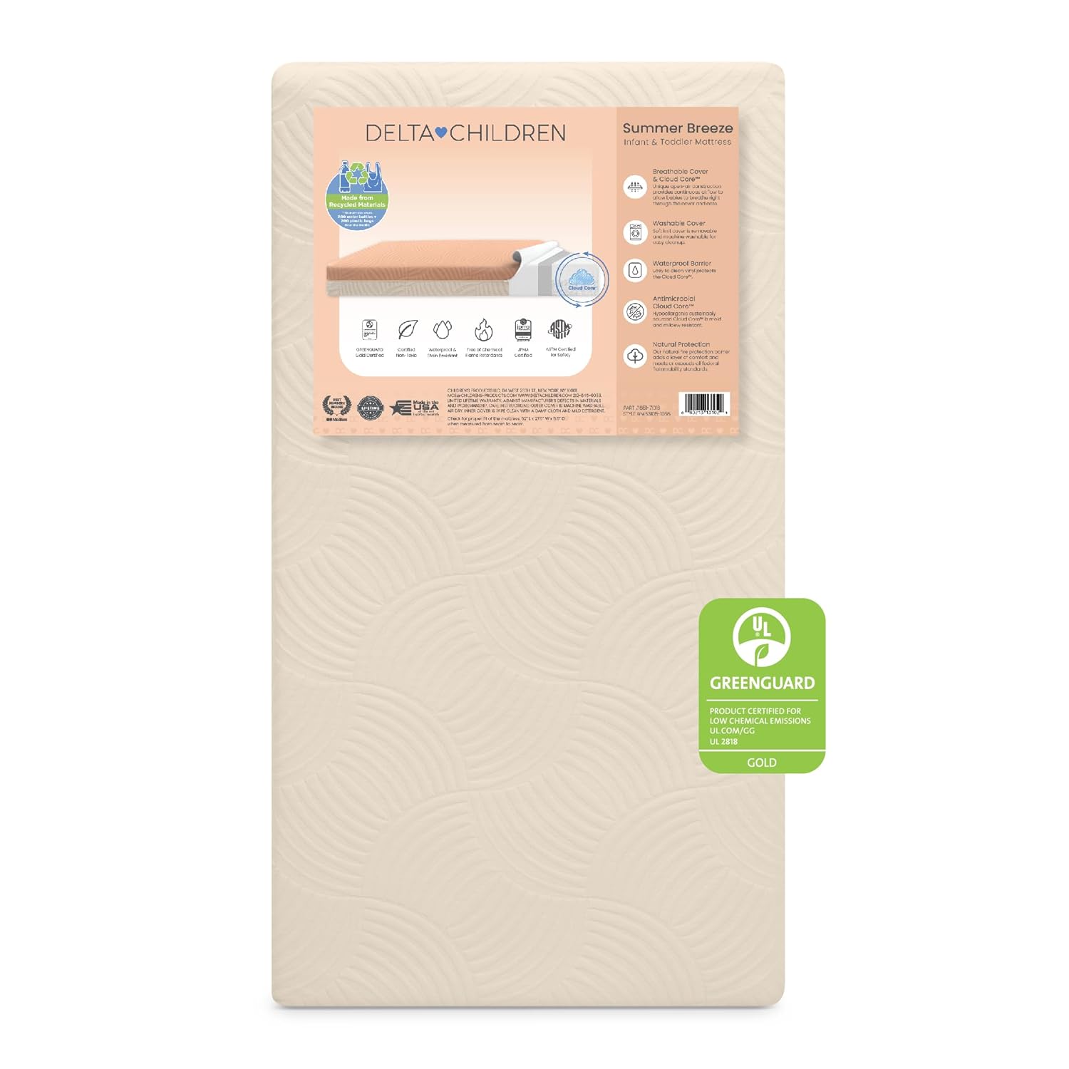 Delta Children Summer Breeze Mattress - Breathable Baby Crib