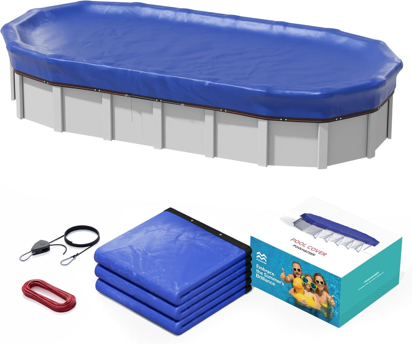 16x32 FT Oval Pool Cover for Above Ground Pools - Durable & Secure