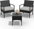 Gray PROHIKER 3 PCS Patio Rattan Conversation Chairs Set - Compact