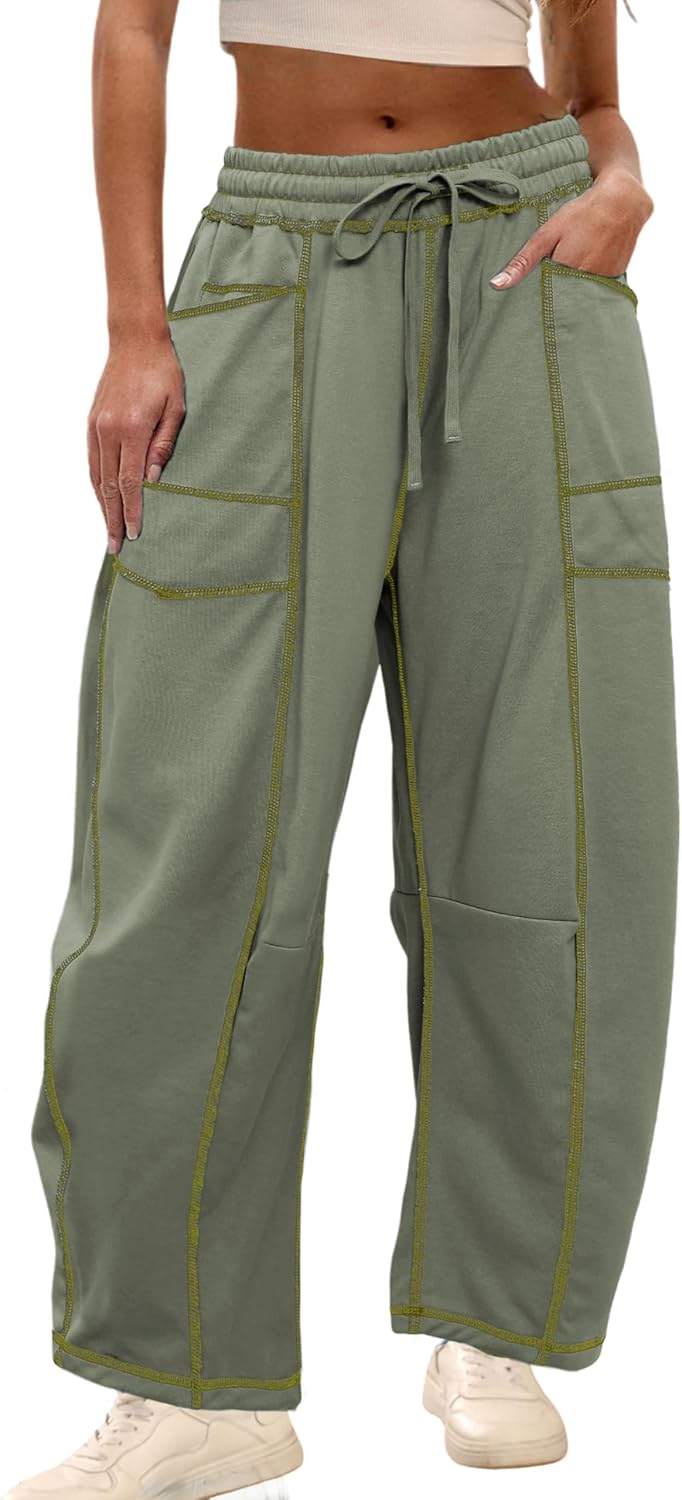 Athlisan Womens Baggy Barrel Pants for Comfort and Style