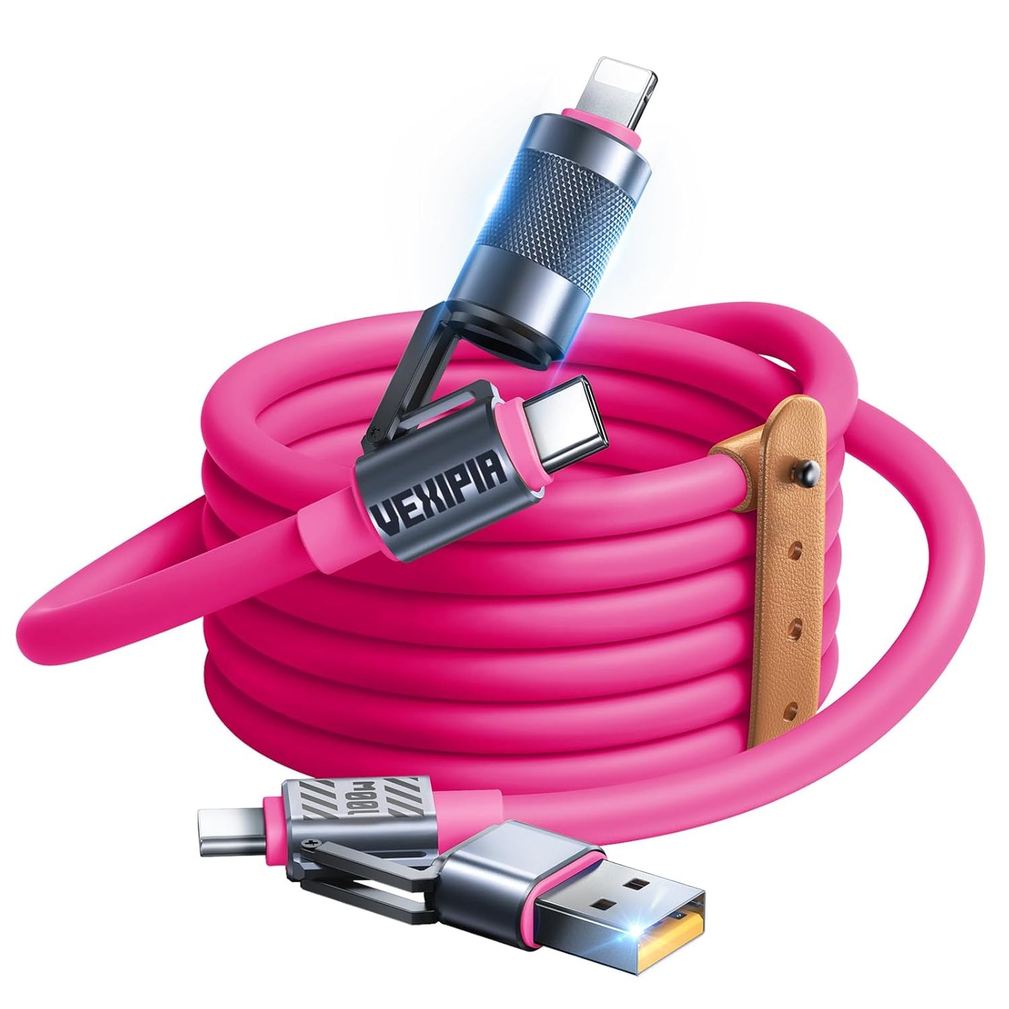 Fast Charge 4-in-1 USB C Cable 5ft Pink - Vexipia