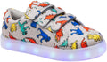 FabKids Boys Light Up Sneakers Cute Dinosaur Canvas Shoes - Fun