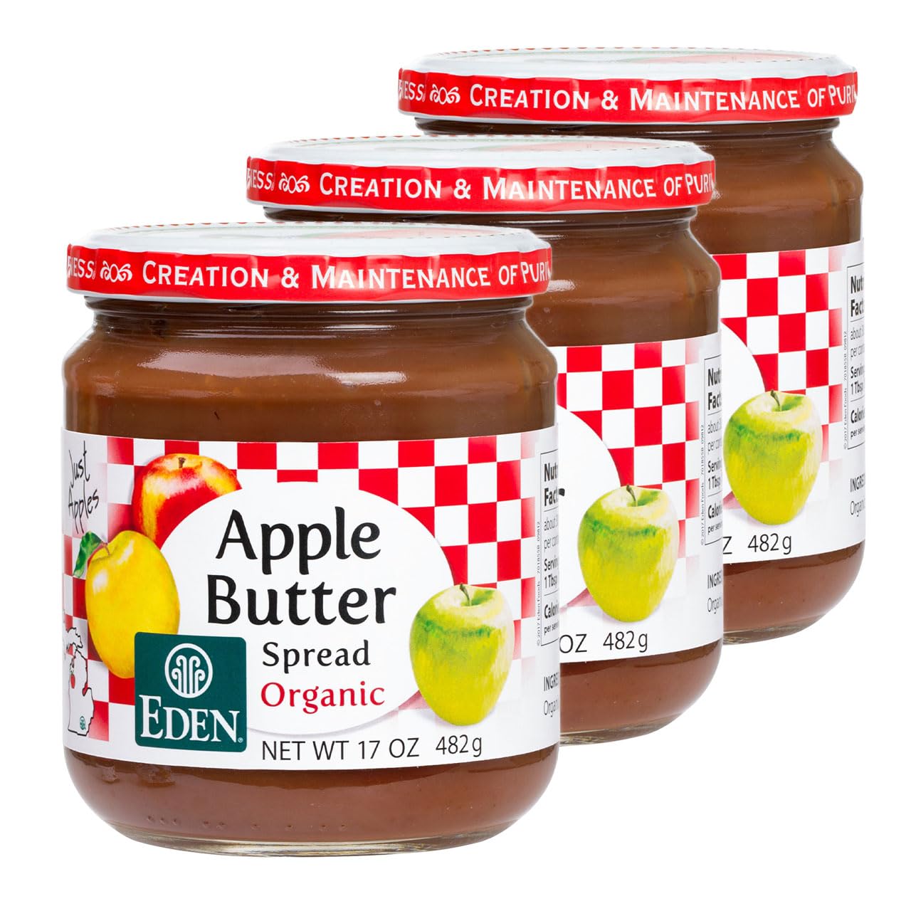Eden Organic Apple Butter Spread, No Sugar Added, 17 oz Jar