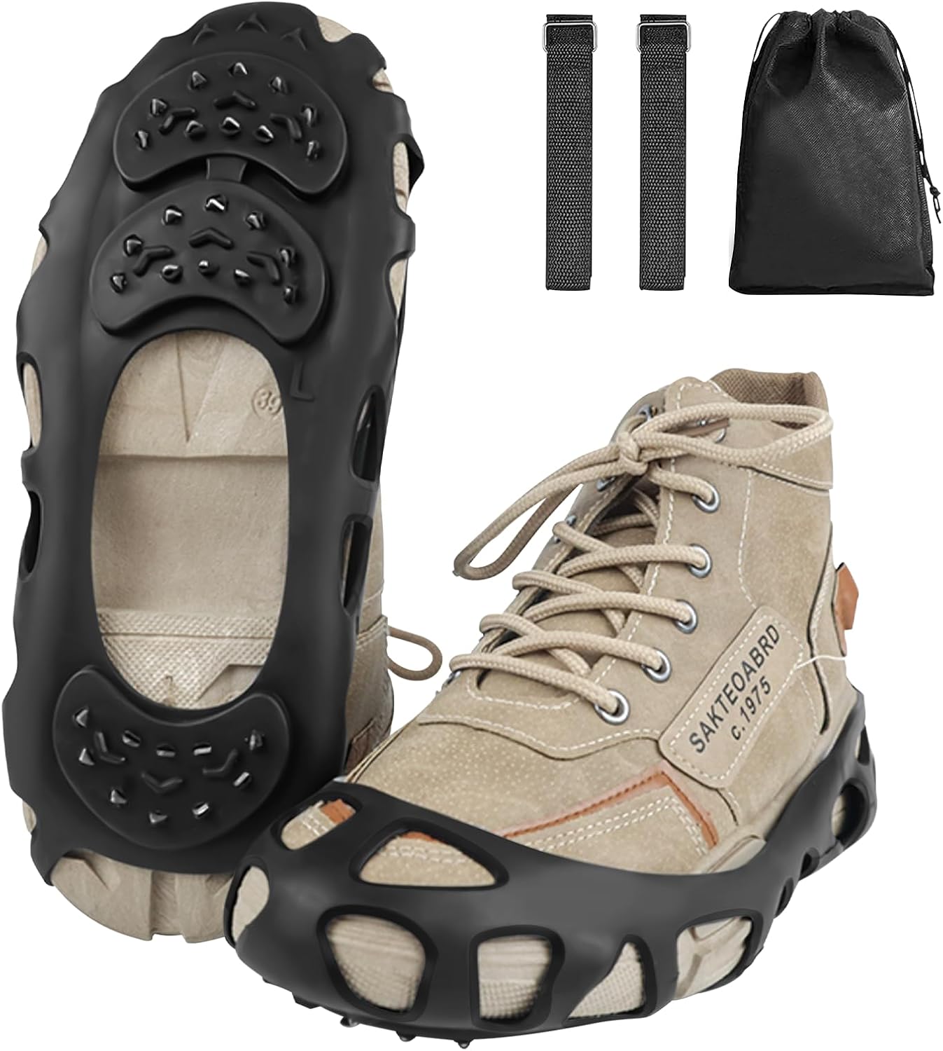 Winter Traction Cleats - 30 Steel Studs - Outdoor Snow Safety