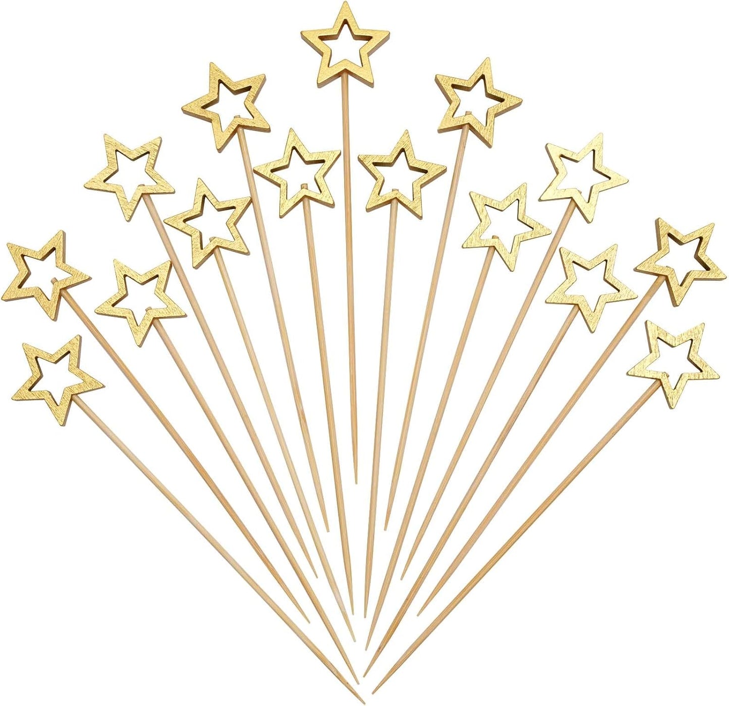 Decorative Gold Star Cocktail Picks - 50 Count