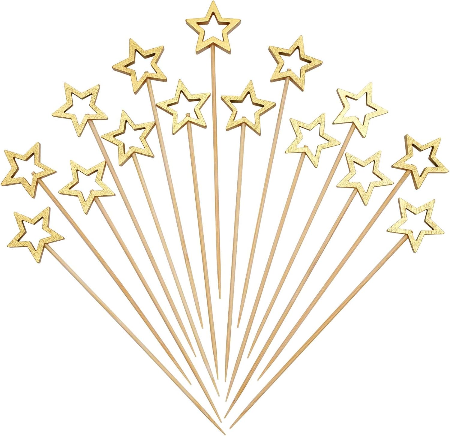 Decorative Gold Star Cocktail Picks - 50 Count