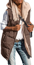 Womens Reversible Long Fleece Vest - Warm Mid-Length Layer