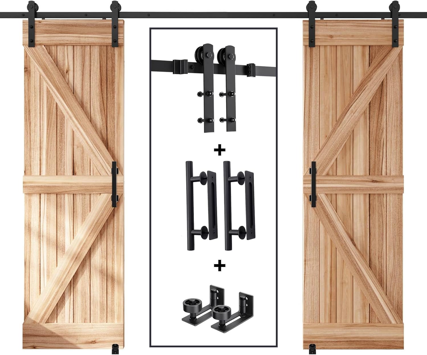 EaseLife 10 FT Double Sliding Barn Door Track Kit for Smooth Use