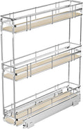 Pull Out Spice Rack Cabinet Organizer 6 in W x 20 in D - Slim 3-Tier