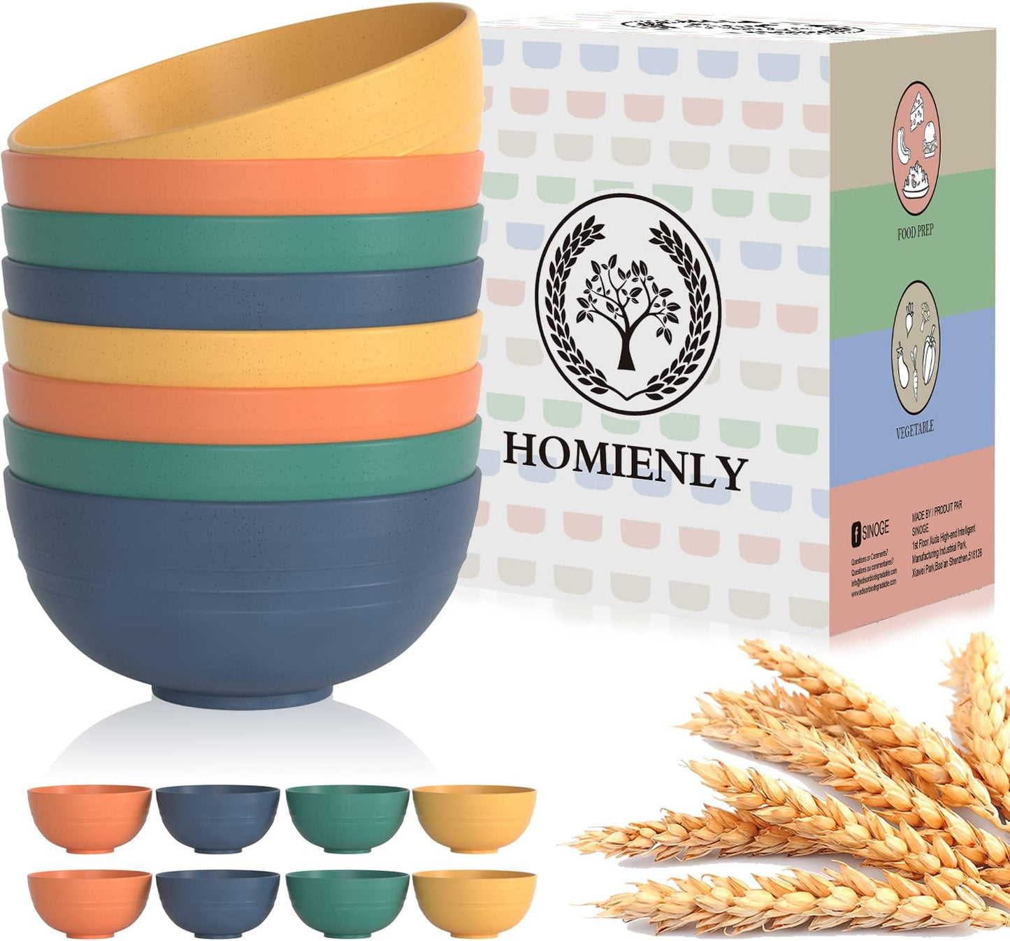 Unbreakable Wheat Straw Bowls - Set of 8
