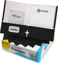 Black Paper Folders with Pockets (100 Pack) - Durable Two Pocket