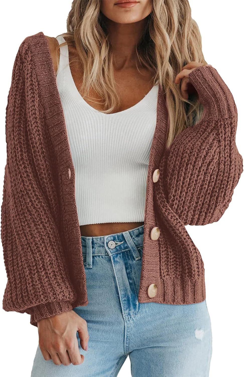 Chunky Knit Open Front Cardigan for Women - Cozy Style