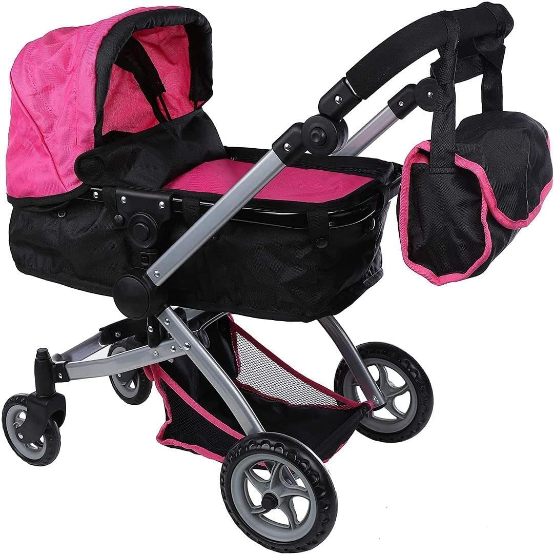 Mommy & Me Babyboo Doll Pram with Adjustable Handle and Basket