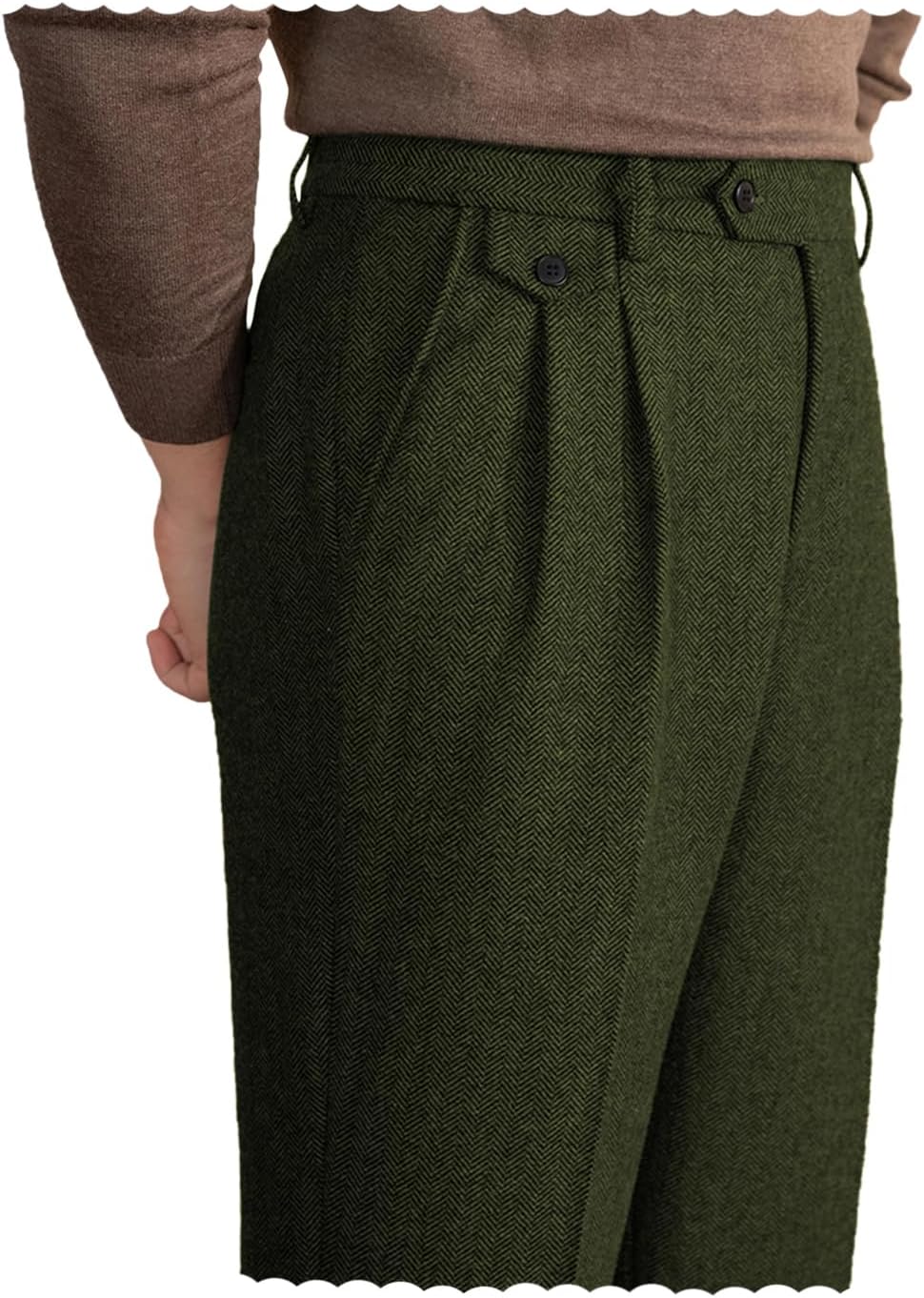 Mens Pants Tweed Herringbone Vintage Dress Pant Trousers