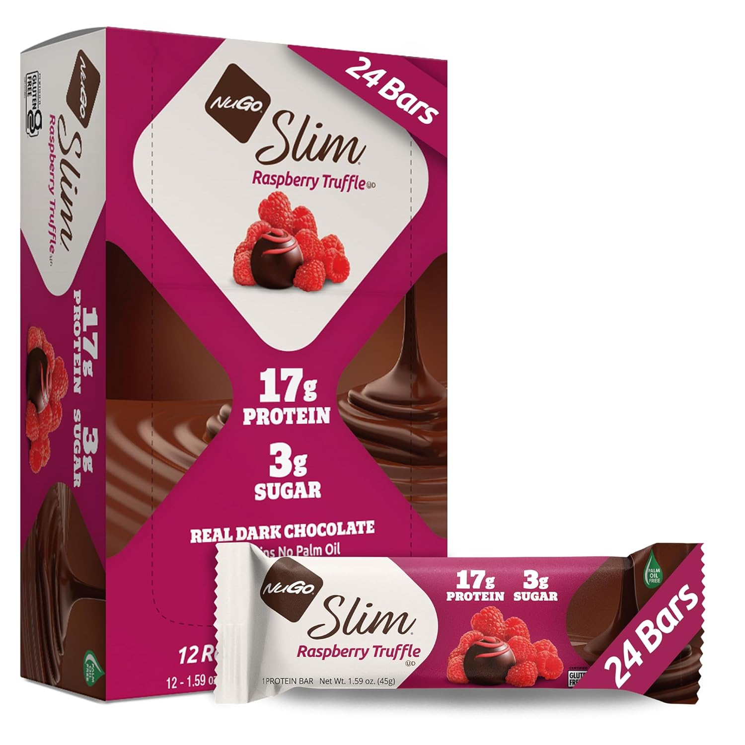 NuGo Slim Dark Chocolate Raspberry Truffle Protein Bars