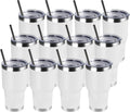 30 oz White Insulated Tumbler Cups Bulk (12) - Double Wall Travel Mug