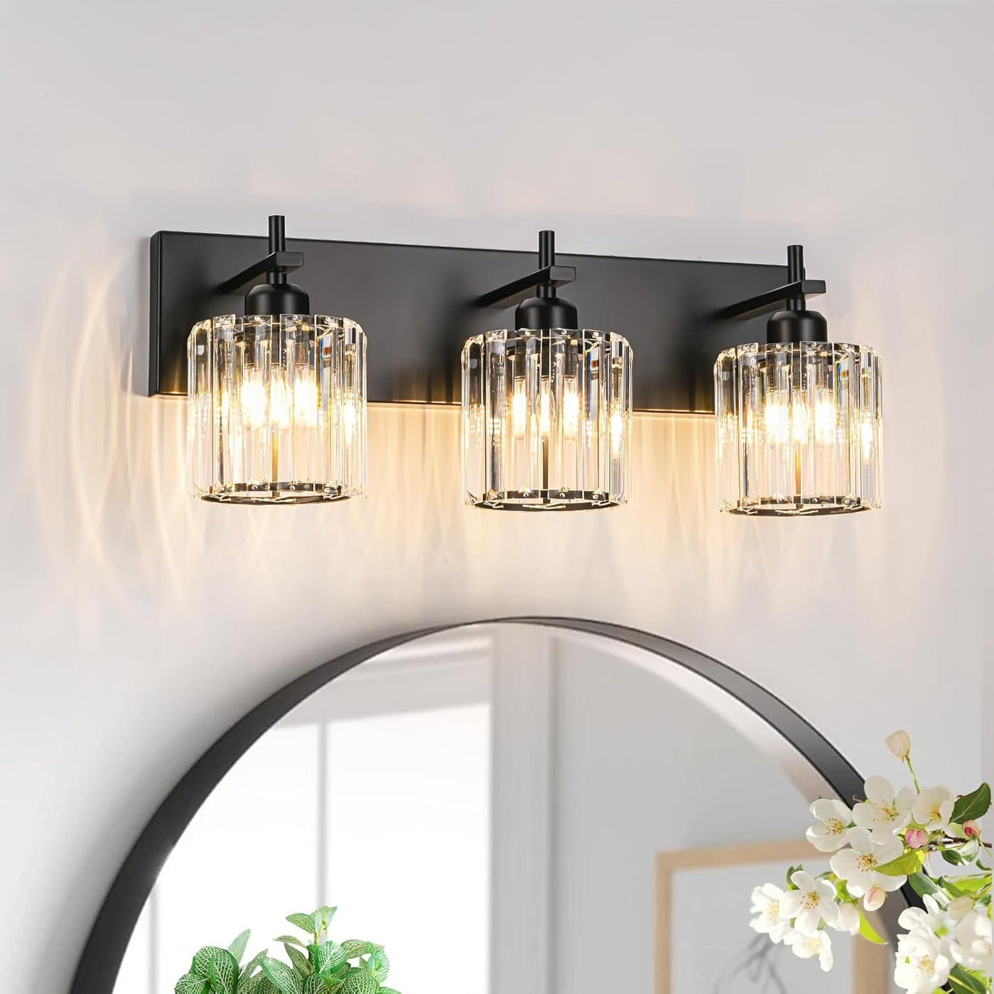 Black Crystal Bathroom Vanity Lights for Modern Elegance