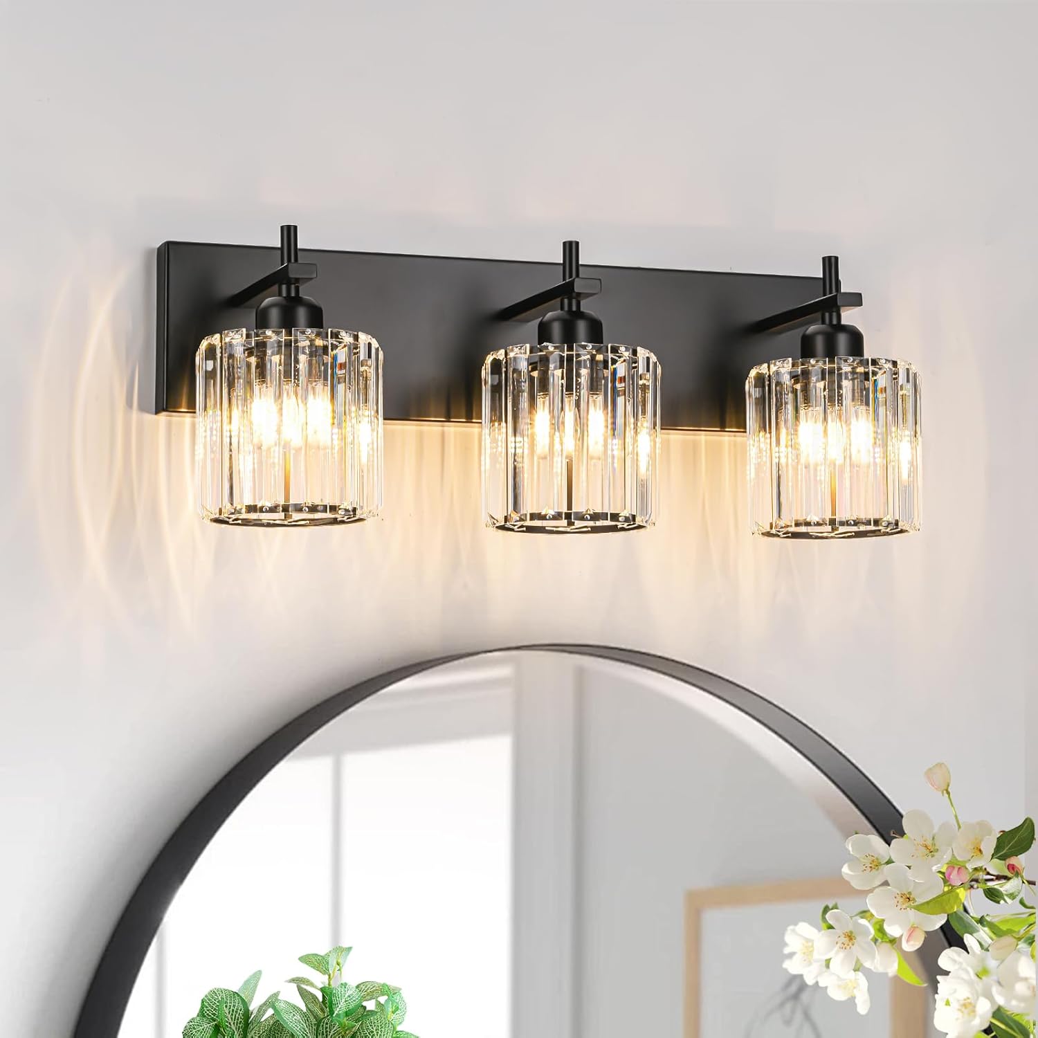 Black Crystal Bathroom Vanity Lights for Modern Elegance