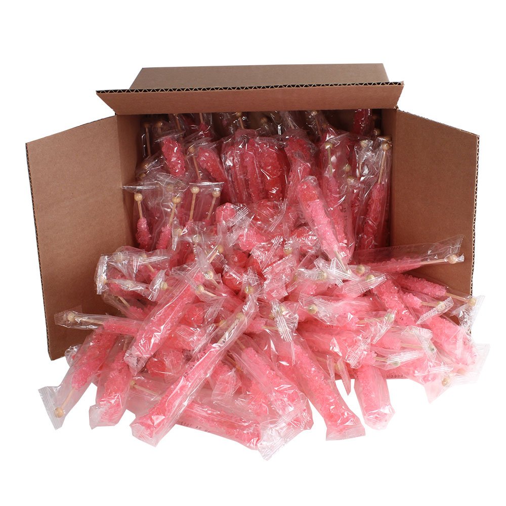 Extra Large Pink Cherry Rock Candy Sticks for Parties and Events