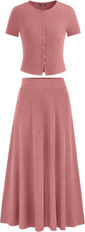PRETTYGARDEN Women's 2 Piece Skirt Set - Comfortable Summer Knit