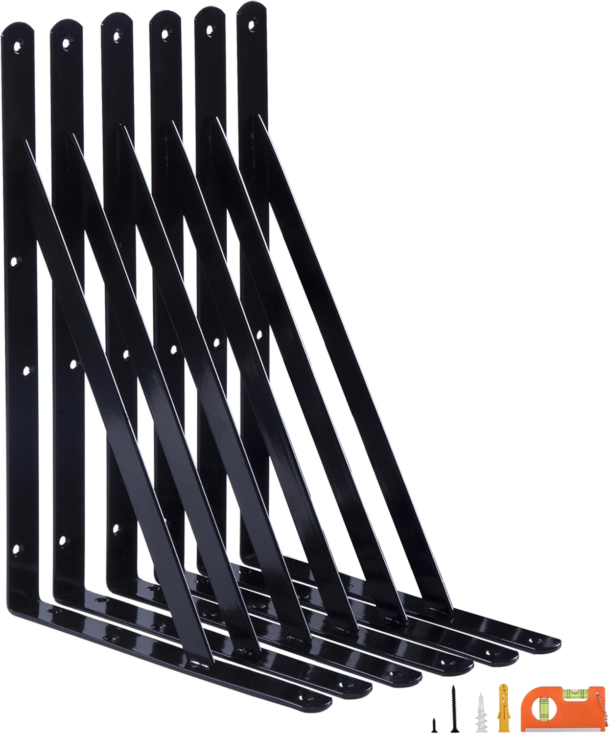 16 Inch Heavy Duty Shelf Brackets for Floating Shelves - 6-Pack