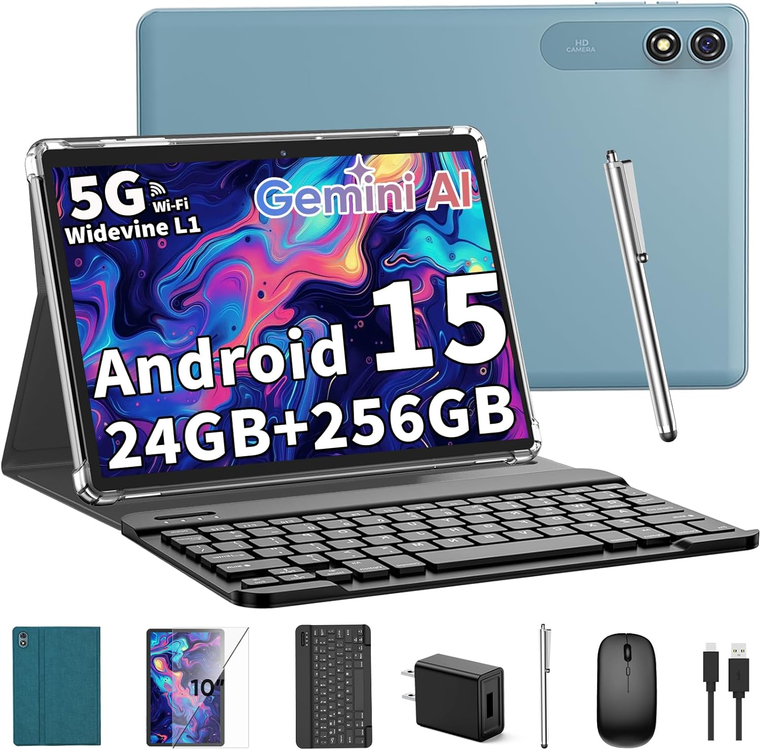 2025 Tablet 10 inch Android 15 with Keyboard and Accessories